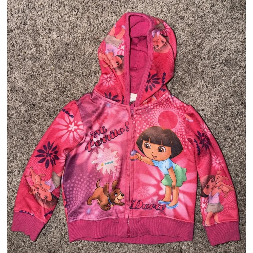 Dora The Explorer &‎ Perrito Puppy Hoodie Zip  Jacket 2T  2010 To